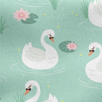 Beautiful Elegant White Swan Jersey Backed Fleece