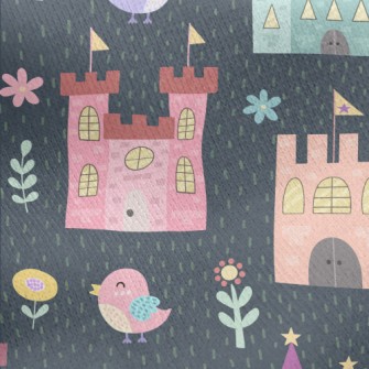 Fairy Tale Castle Jersey Backed Fleece