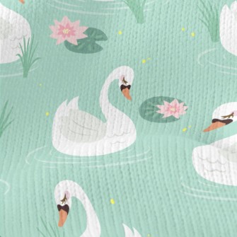 Beautiful Elegant White Swan Stretch Jersey