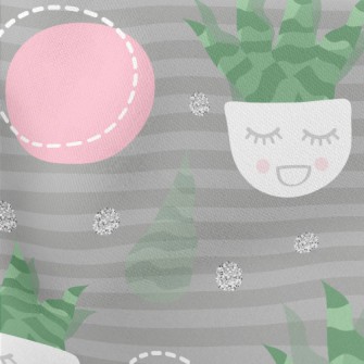 Closed Eyes Aloe Vera Potted P Lightweight Cotton Poplin