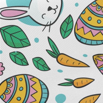 Cute Little White Rabbit Midweight Cotton Poplin