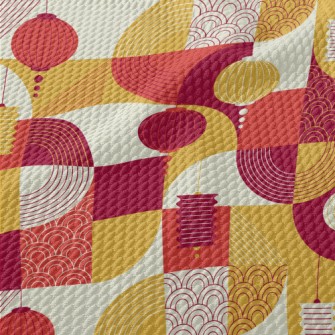 Chinese Style Lanterns Birdseye Piqué