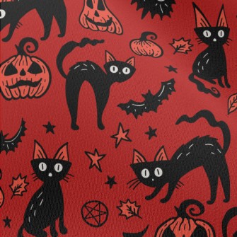 Halloween Pumpkin Black Cat Chiffon