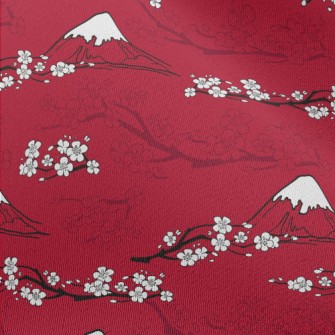 Mt. Fuji And Cherry Blossoms Chiffon