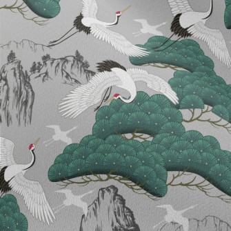Graceful Crane Flying Into The Chiffon