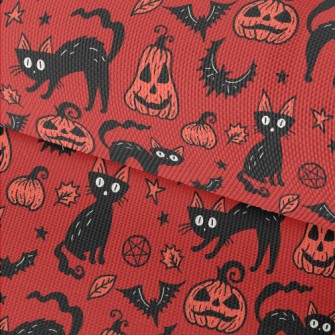 Halloween Pumpkin Black Cat Waterproof Oxford