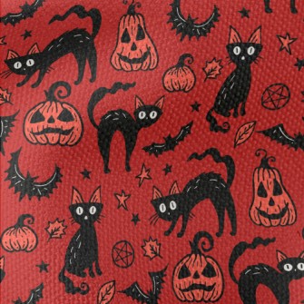 Halloween Pumpkin Black Cat Waterproof Canvas