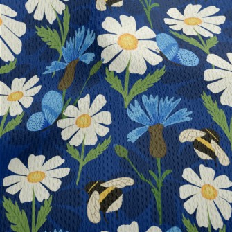 Big White Flower With Bee Athletic Mesh Flat Back