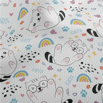 Playful Cat With Glasses Athletic Mesh Flat Back