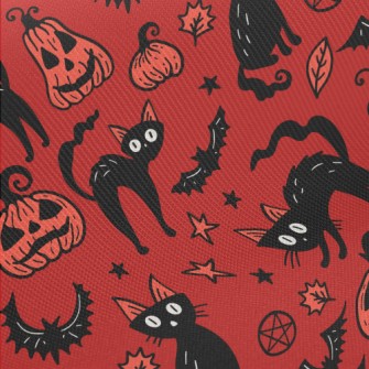 Halloween Pumpkin Black Cat Twill