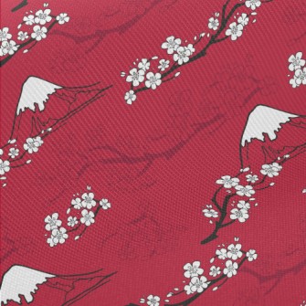 Mt. Fuji And Cherry Blossoms Twill
