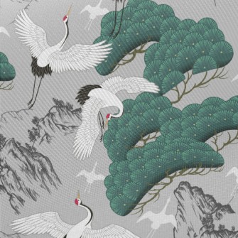 Graceful Crane Flying Into The Twill