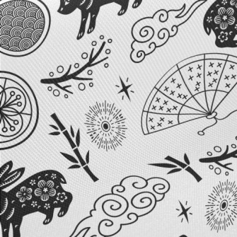Chinese Style Rabbit Twill