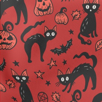 Halloween Pumpkin Black Cat Stretch Ponte