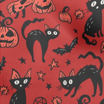 Halloween Pumpkin Black Cat Micro Fleece