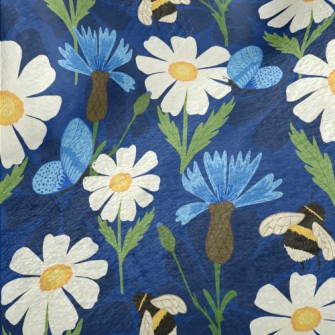 Big White Flower With Bee Minky