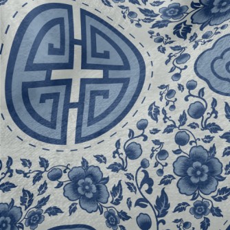 Vintage Chinese Flowers Minky