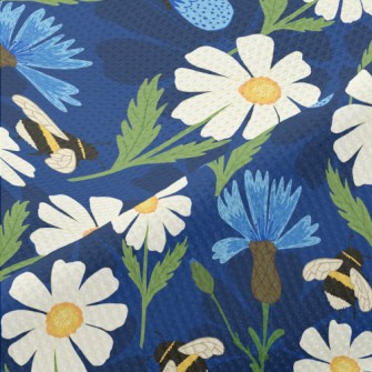 Big White Flower With Bee Piqué