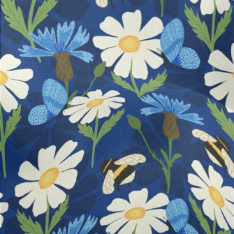 Big White Flower With Bee Lightweight Performance Linen