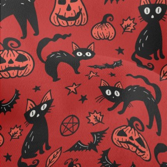 Halloween Pumpkin Black Cat Lightweight Performance Linen
