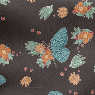 Butterfly On A Flower Jersey Backed Fleece