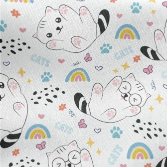 Playful Cat With Glasses Jersey Backed Fleece
