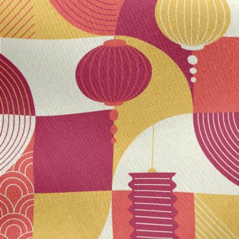 Chinese Style Lanterns Jersey Backed Fleece