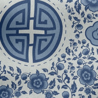 Vintage Chinese Flowers Jersey Backed Fleece