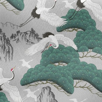 Graceful Crane Flying Into The Jersey Backed Fleece
