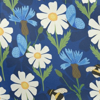 Big White Flower With Bee Pongee