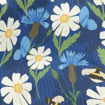 Big White Flower With Bee Stretch Jersey