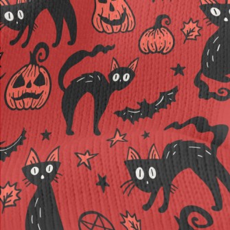 Halloween Pumpkin Black Cat Stretch Jersey