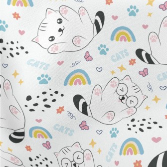 Playful Cat With Glasses Lightweight Cotton Poplin