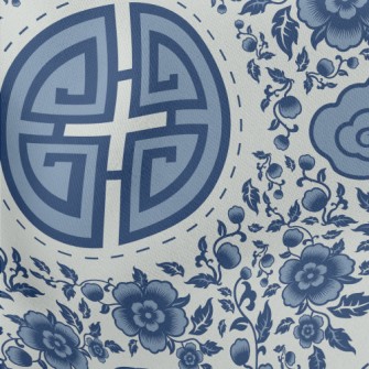 Vintage Chinese Flowers Lightweight Cotton Poplin