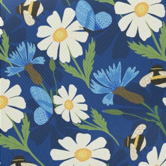 Big White Flower With Bee Midweight Cotton Poplin