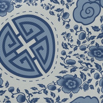 Vintage Chinese Flowers Midweight Cotton Poplin