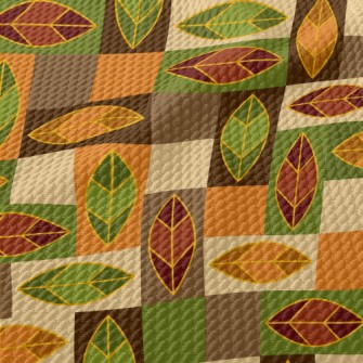 Rectangular Leaf Color Block Birdseye Piqué