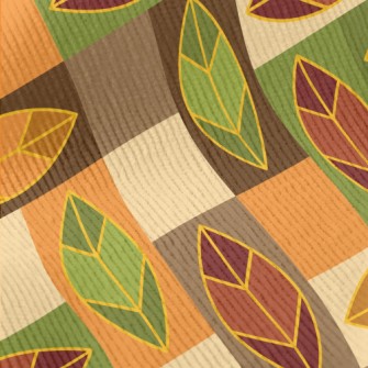 Rectangular Leaf Color Block Standard Corduroy