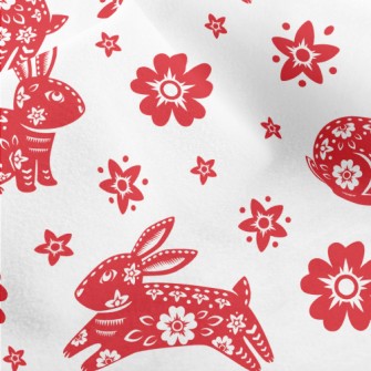 Traditional Paper-cut Rabbit Micro Fleece