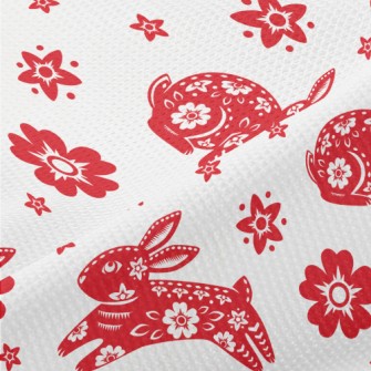 Traditional Paper-cut Rabbit Piqué