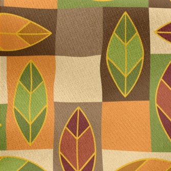 Rectangular Leaf Color Block Jersey Backed Fleece