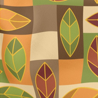 Rectangular Leaf Color Block Lightweight Cotton Poplin