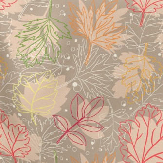 Silhouette Line Leaves Lightweight Cotton Poplin
