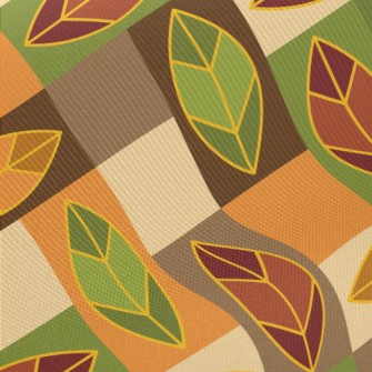 Rectangular Leaf Color Block Midweight Cotton Poplin