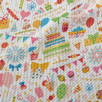 Colorful Birthday Cake Gift Pa Birdseye Piqué