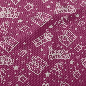 Happy Birthday Text And Gift Birdseye Piqué