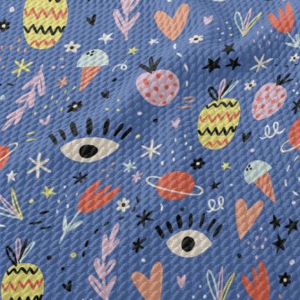 Graffiti Flowers Planet Fruit  Birdseye Piqué