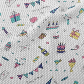 Birthday Party Pattern Birdseye Piqué