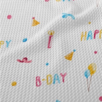 Happy Birthday English Balloon Birdseye Piqué