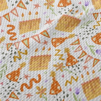 Happy Birthday Cake With Candl Birdseye Piqué